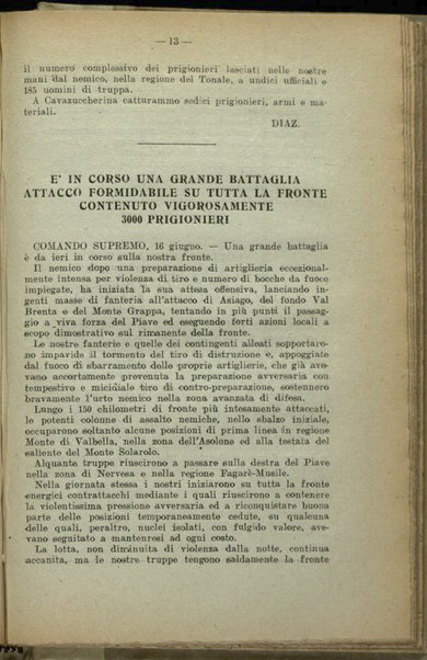 Il diario della nostra guerra : bollettini ufficiali dell'esercito e della marina